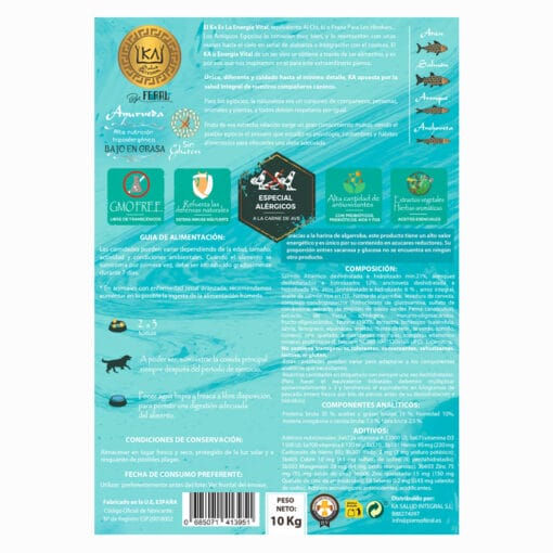 KA AYURVEDA Only Fish Perros Sin Gluten Etiqueta