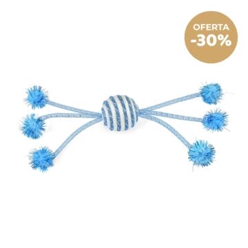 Nayeco GA80126 - Juguete Gatos - PELOTA CON POMPONES AZUL